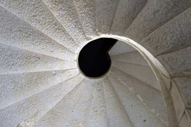 white spiral stairs