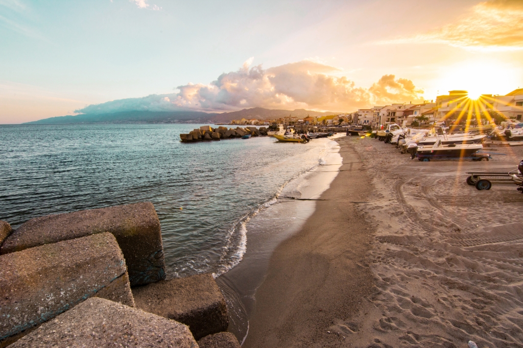 Wall art print sunset Sicilian beach