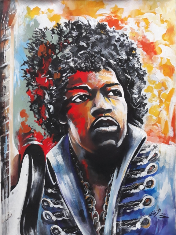 Jimi hendrix  the great blues man dipinto del M°Pasquale Colle