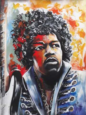 Jimi hendrix  the great blues man dipinto del M°Pasquale Colle