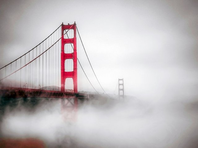 Golden gate bridge and foggy