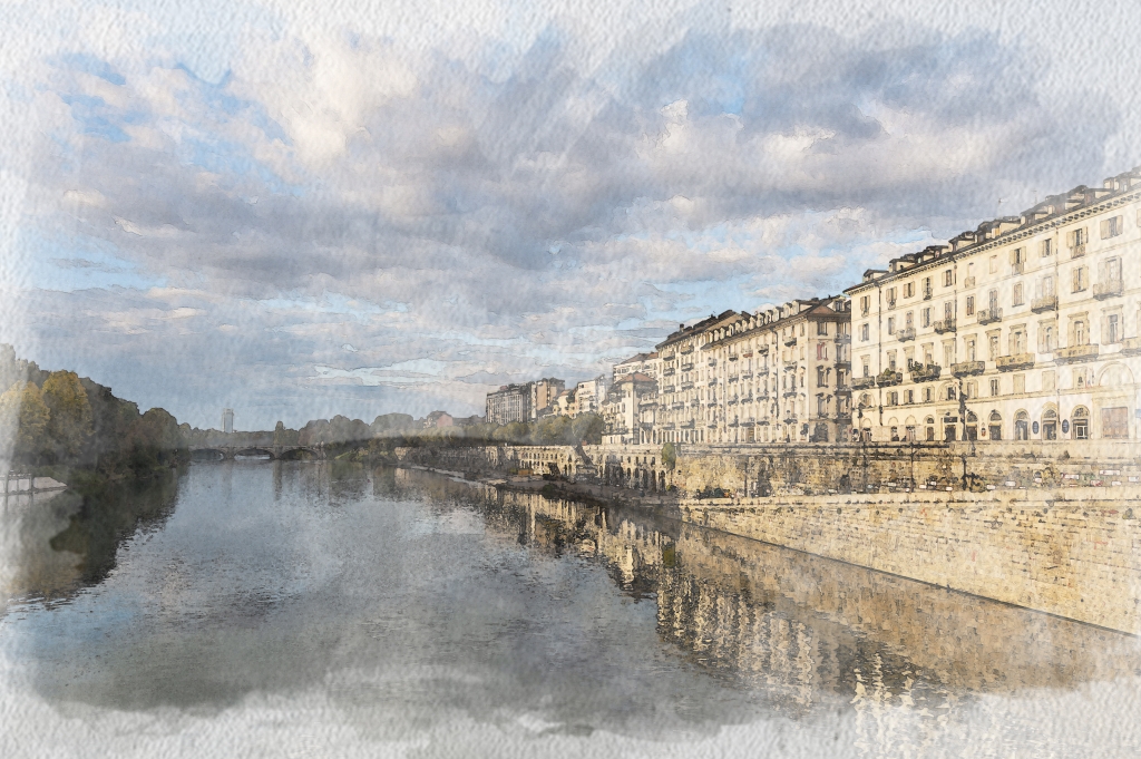 Torino, veduta del fiume Po.