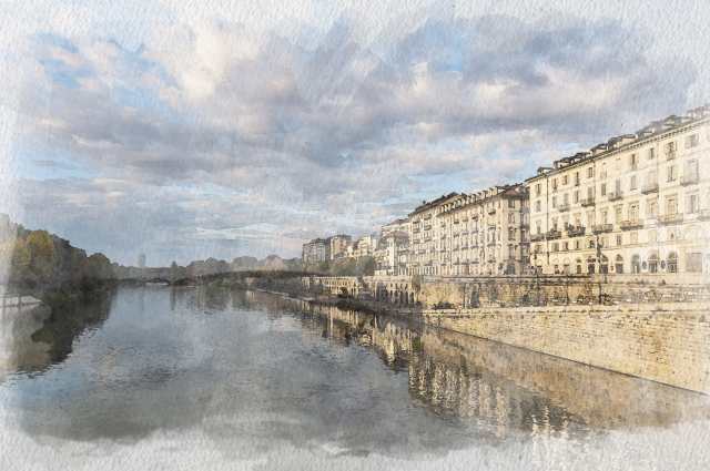 Torino, veduta del fiume Po.