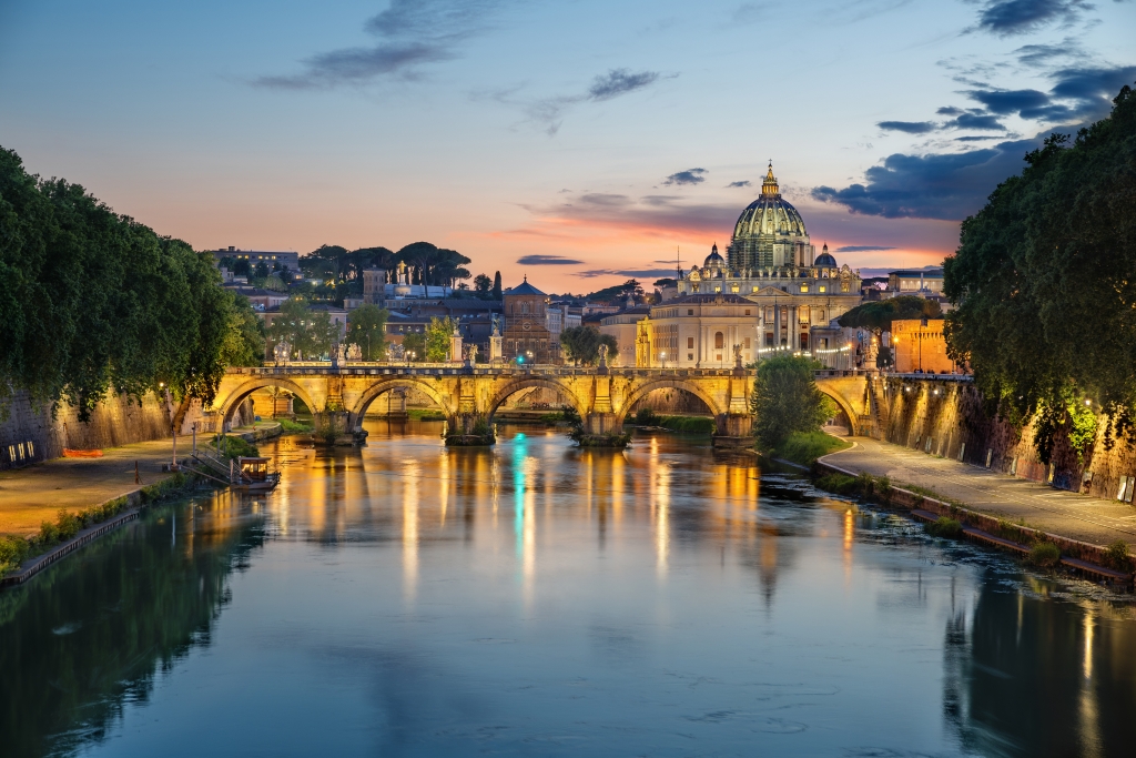 Tramonto sulle rive del Tevere