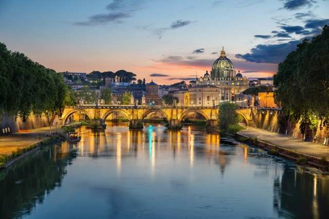 Tramonto sulle rive del Tevere