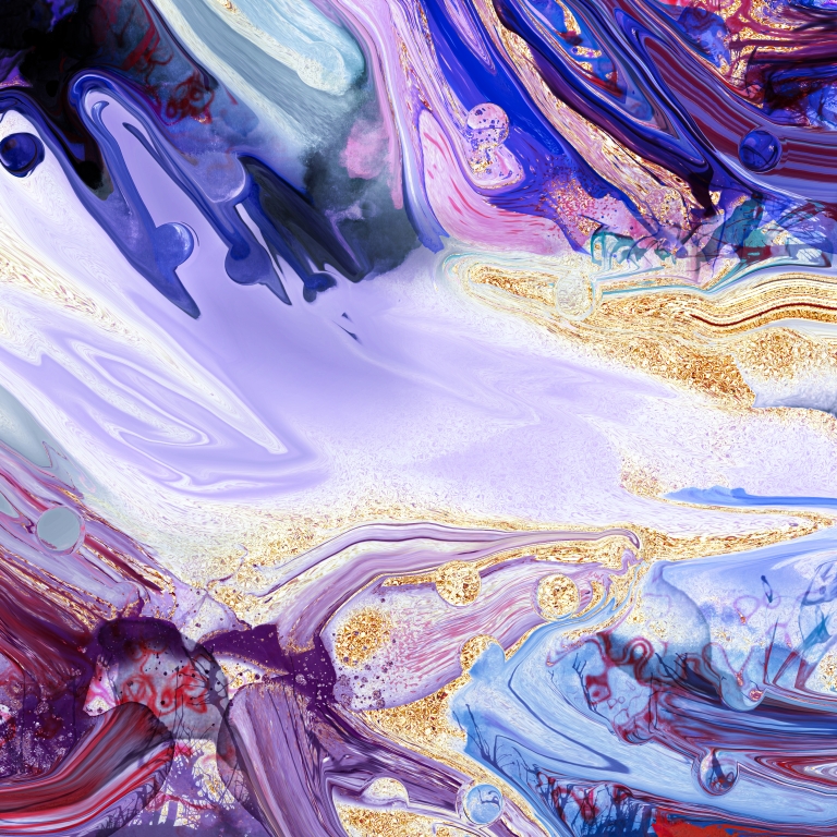 gold and colors fluid painting