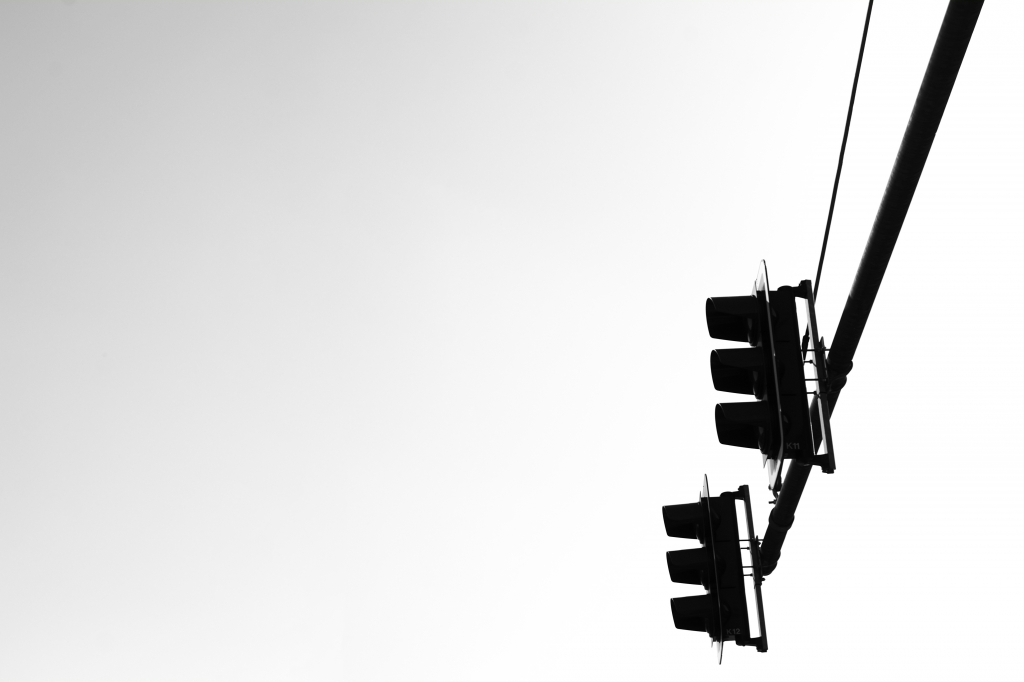 Double traffic light, regulates traffic on the Berlin city street