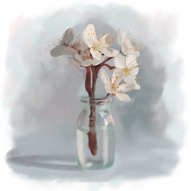 Plum Flowers in a Vial
