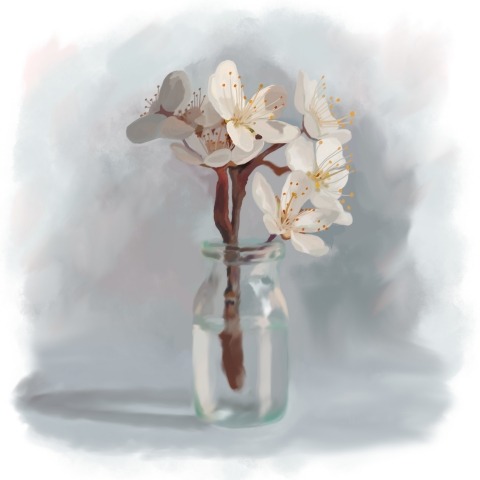 Plum Flowers in a Vial