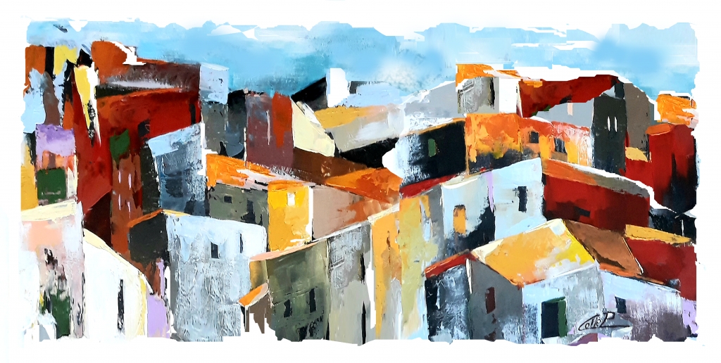 borgo Mediterraneo dipinto del M°COLLE