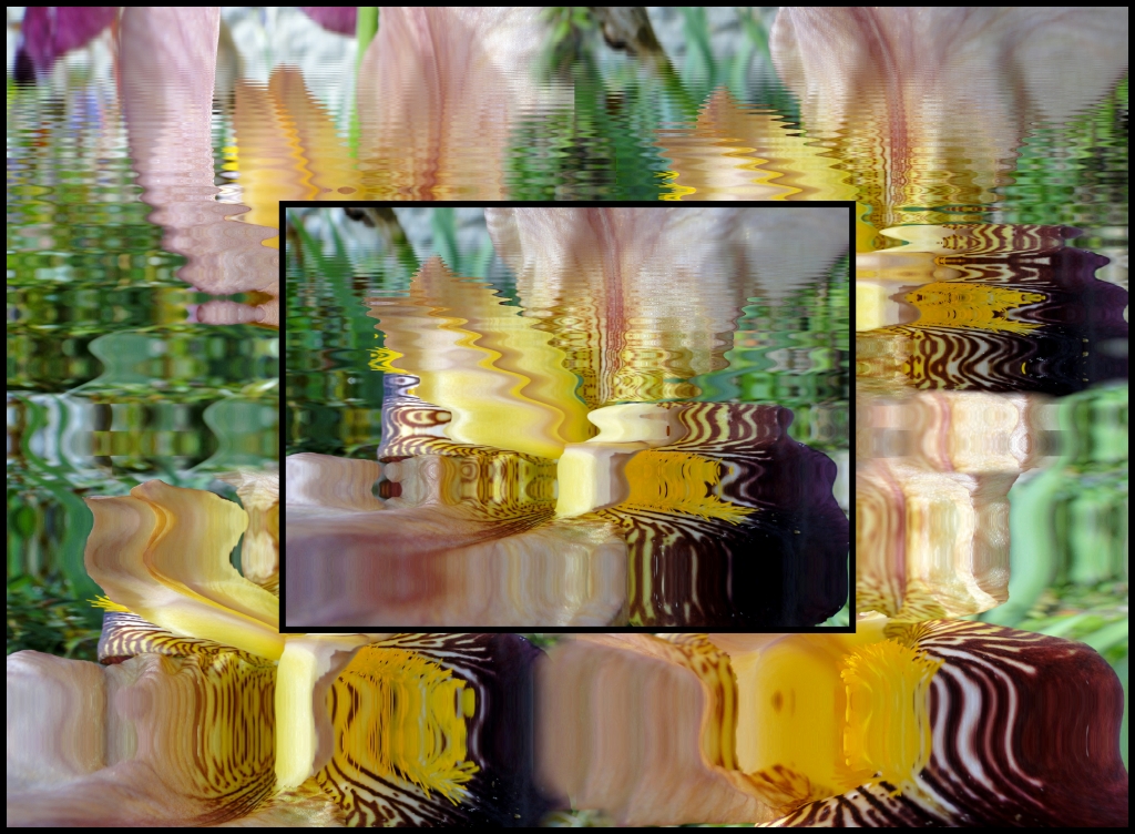 Ondulazione di riflessione dell'immagine del fiore digitale