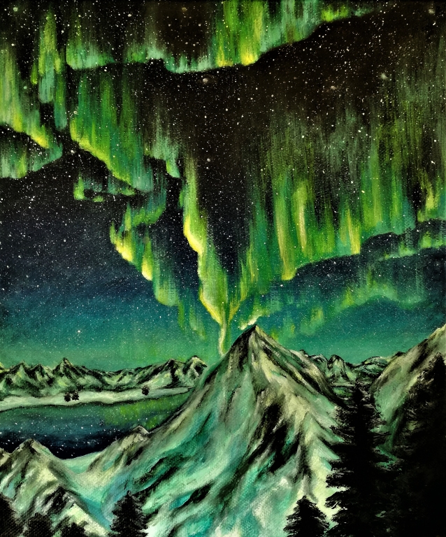 Aurora Boreale sulle montagne