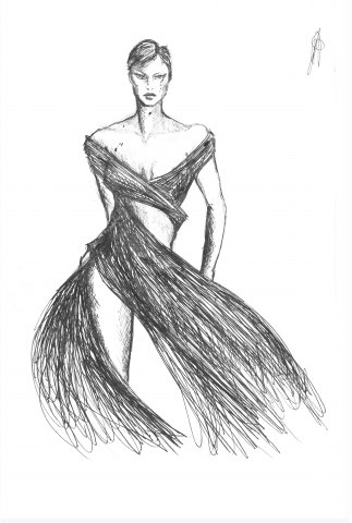 Disegno di donna con vestito fashion