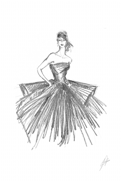 Disegno di donna con vestito elegante