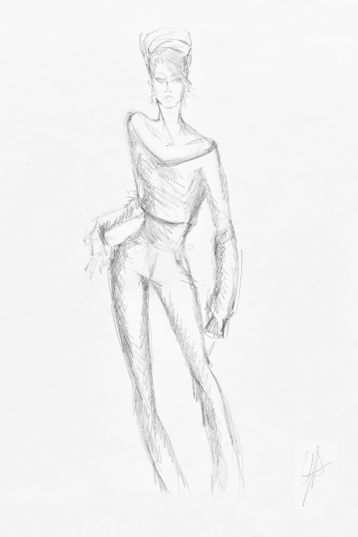 Disegno schizzo a matita di donna