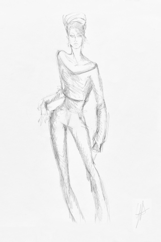 Disegno schizzo a matita di donna