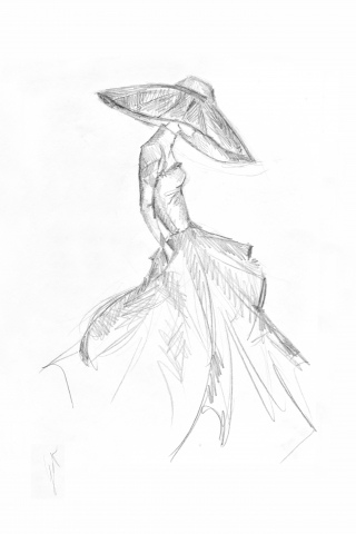 disegno di modella con cappello