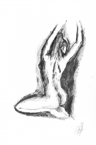 disegno a matita di nudo femminile di donna nuda