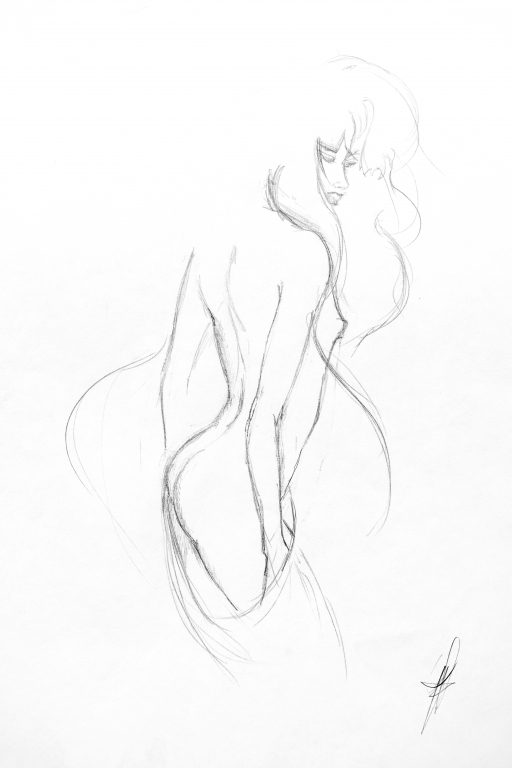 Disegno shcizzo a matita di donna sensuale