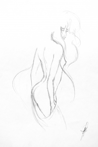 Disegno shcizzo a matita di donna sensuale