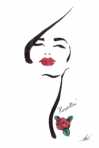 Disegno a penna di ragazza stilizzata