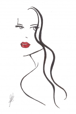 Disegno a penna e a mano di tritatto femminile di donna