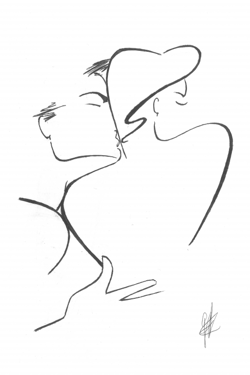 Disegno stilizzato a mano di ragazzi che si abbracciano
