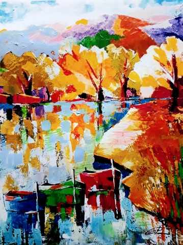 Autunno sul lago opera 2  di P.COLLE