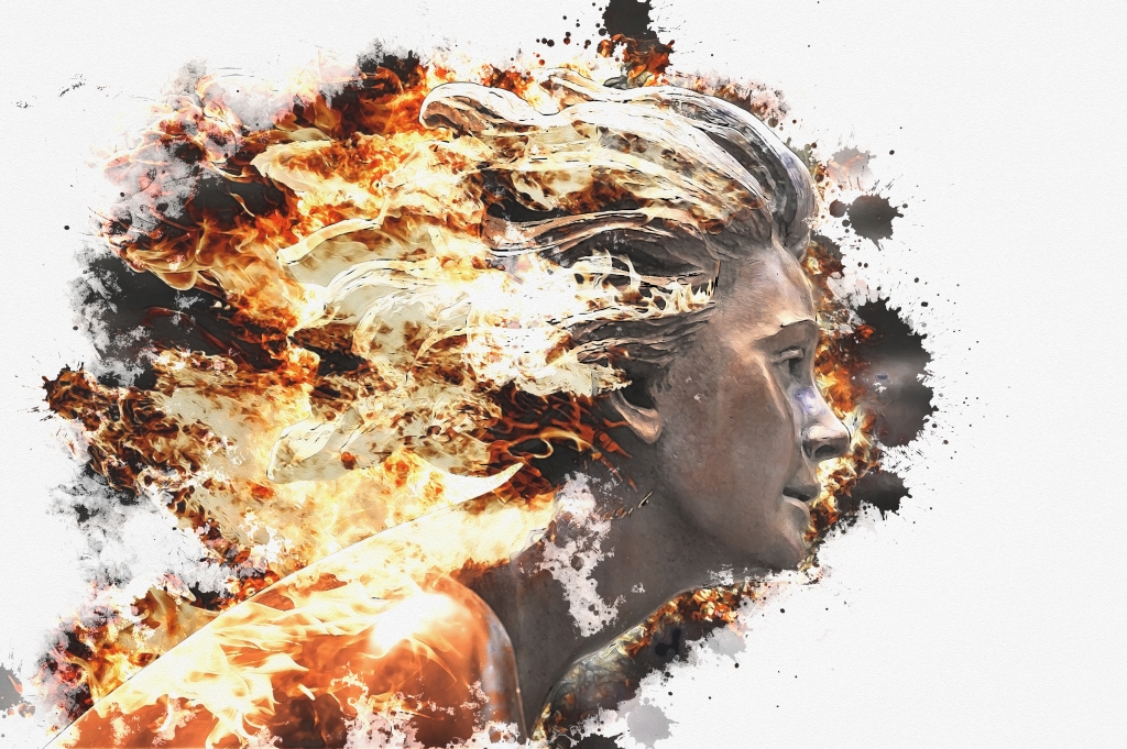 Profilo di donna incendiata.