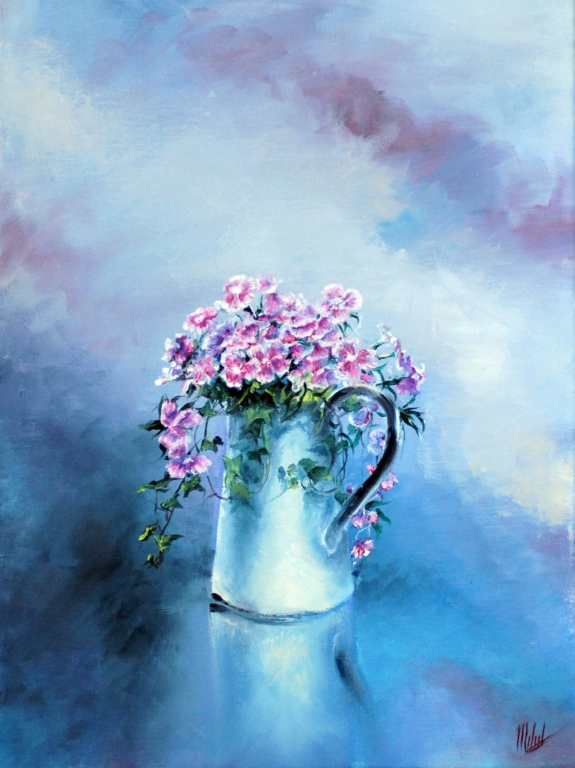 Vaso con Fiori Rosa