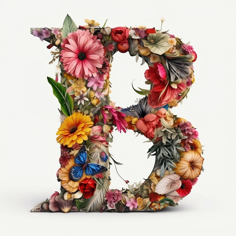 Lettera B floreale