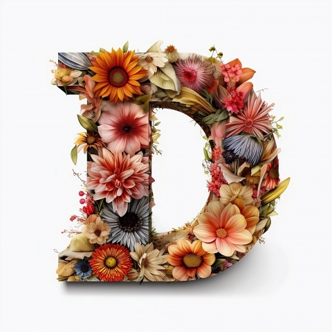 Lettera D floreale