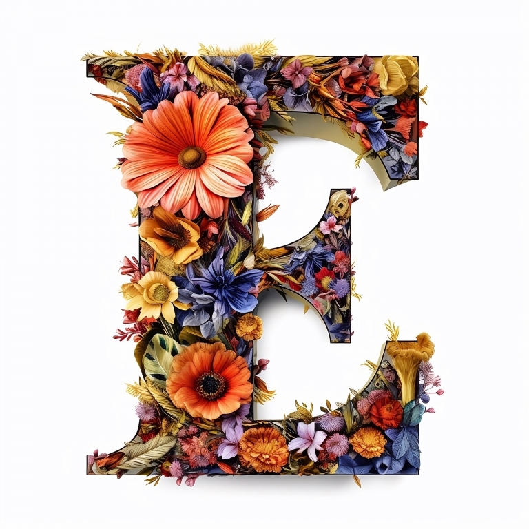 Lettera E floreale
