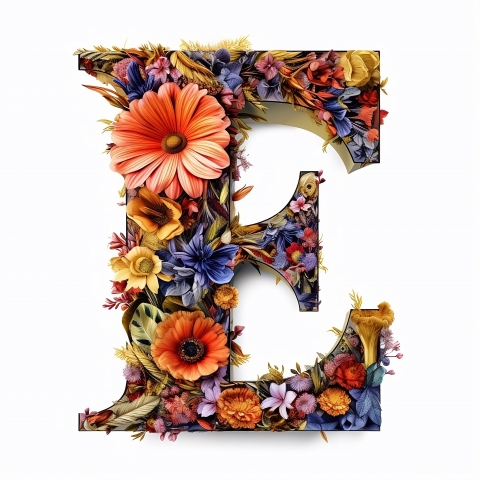 Lettera E floreale