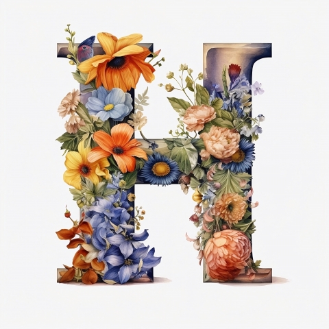 Lettera H floreale