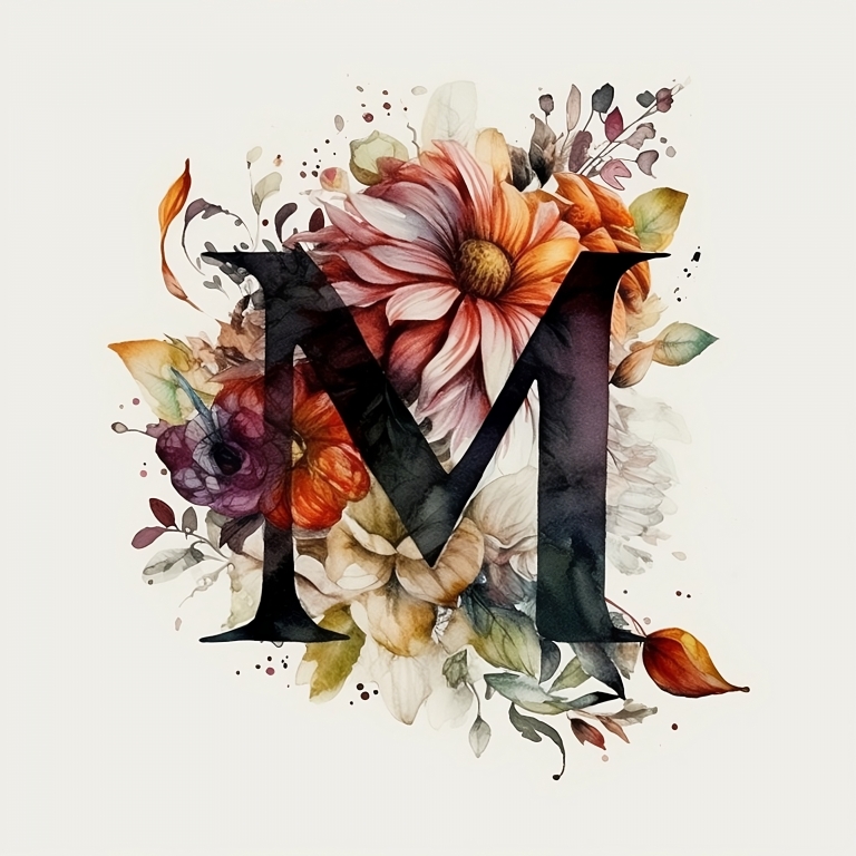 Lettera M floreale