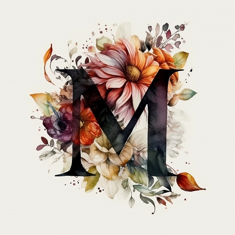 Lettera M floreale