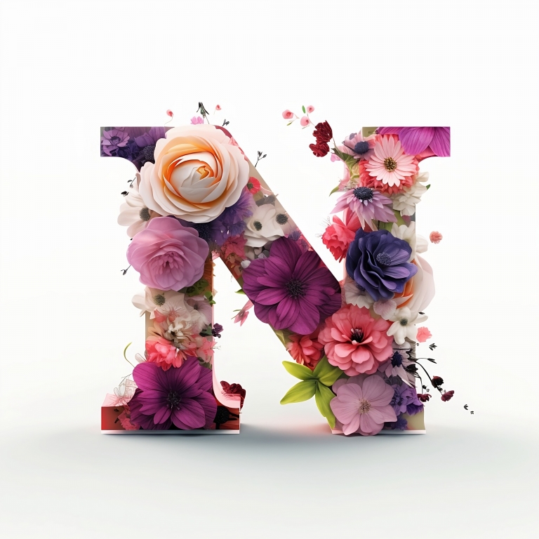 Lettera N floreale