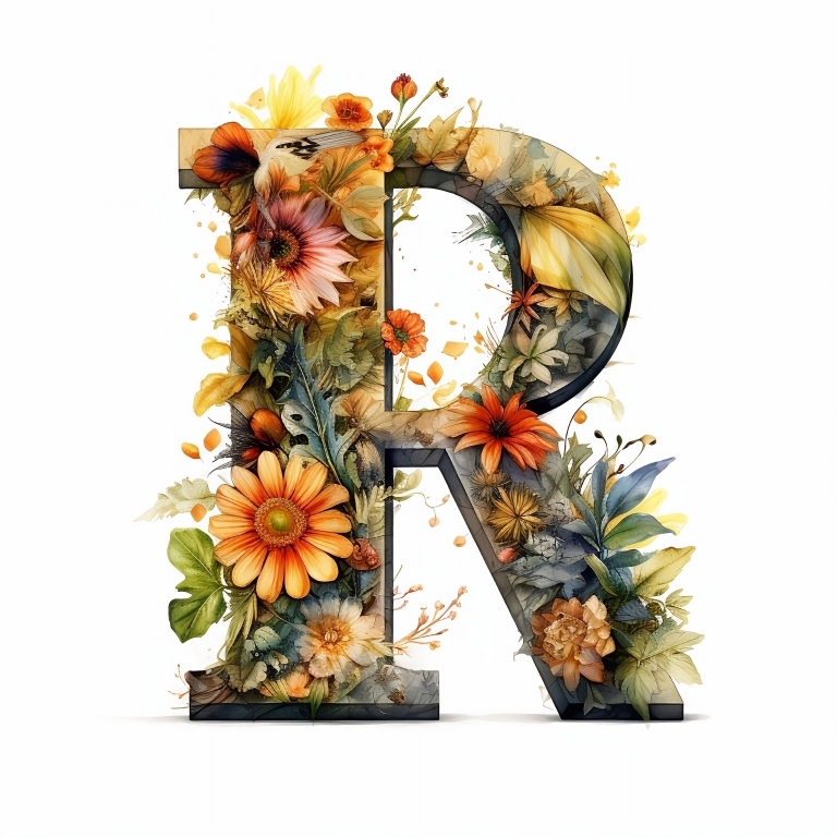 Lettera R floreale