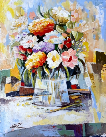 vaso di fiori primaverile  M°Colle Pasquale
