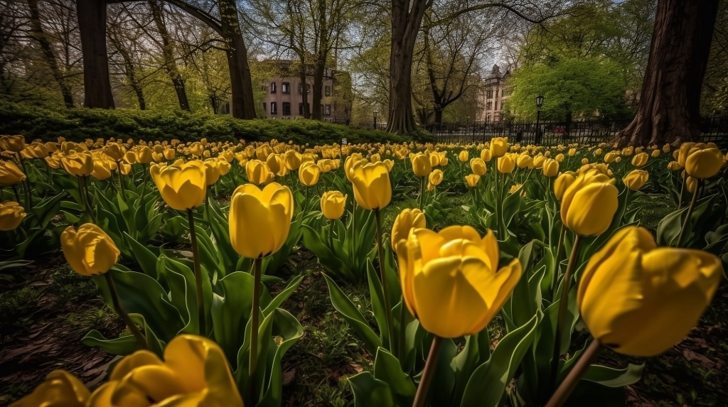 Campo di tulipani gialli
