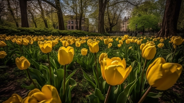 Campo di tulipani gialli