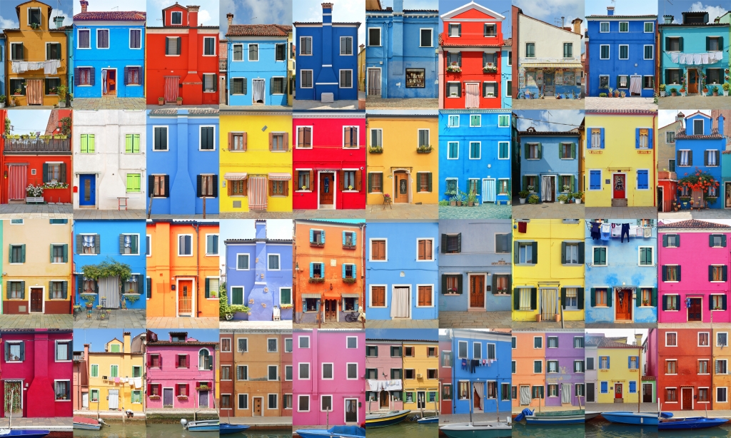 Composizione di case colorate di Burano - Venezia