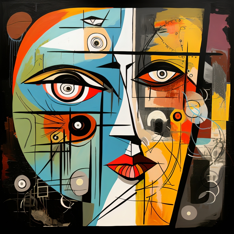 Volto femminile che osserva. " omaggio a Picasso."