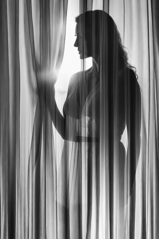 Lei, in controluce.