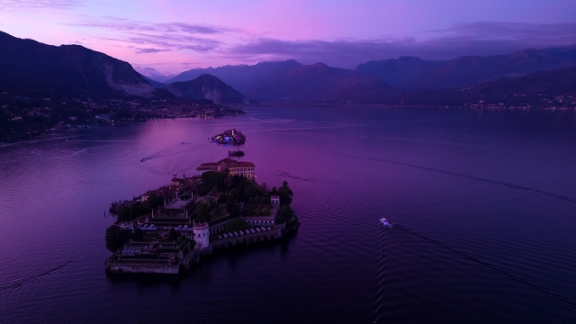 Aerial view of Isola Bella lake Maggiore sunset, Italy Wall Art