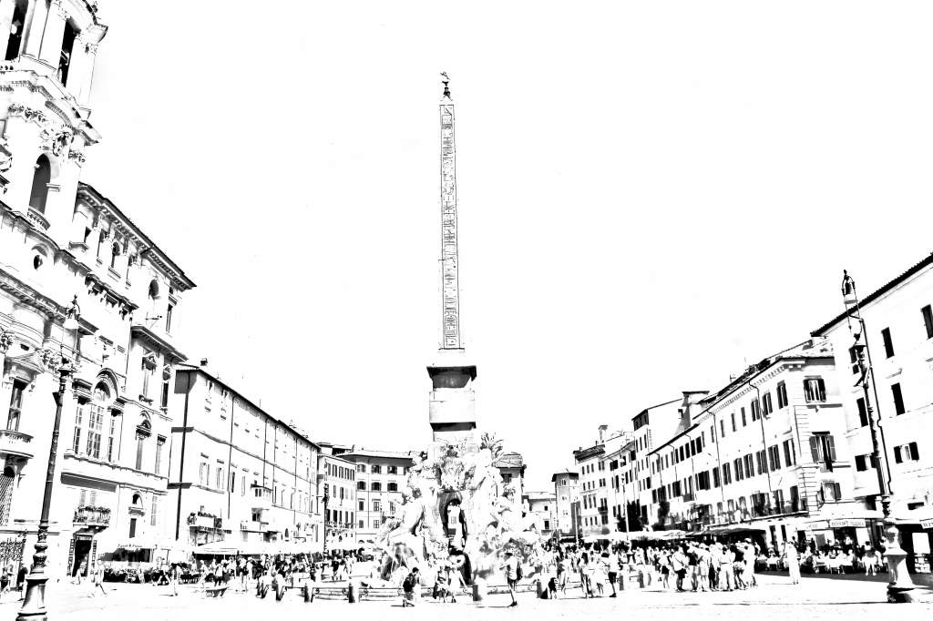 Piazza Navona effetto disegno a matita