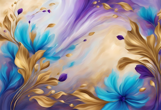 flowers fluid purple and gold