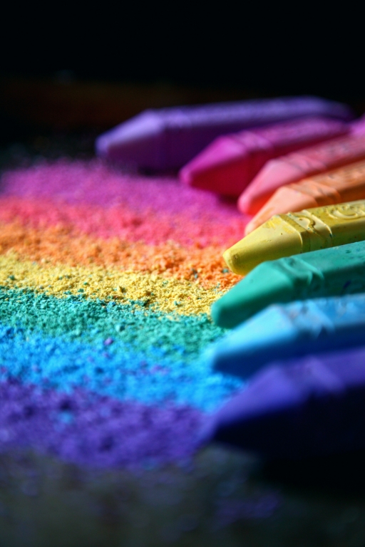 Pastelli colorati, arcobaleno.