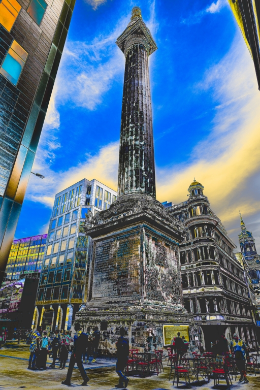 Psychedelic elaboration of the Great Fire of London Monument